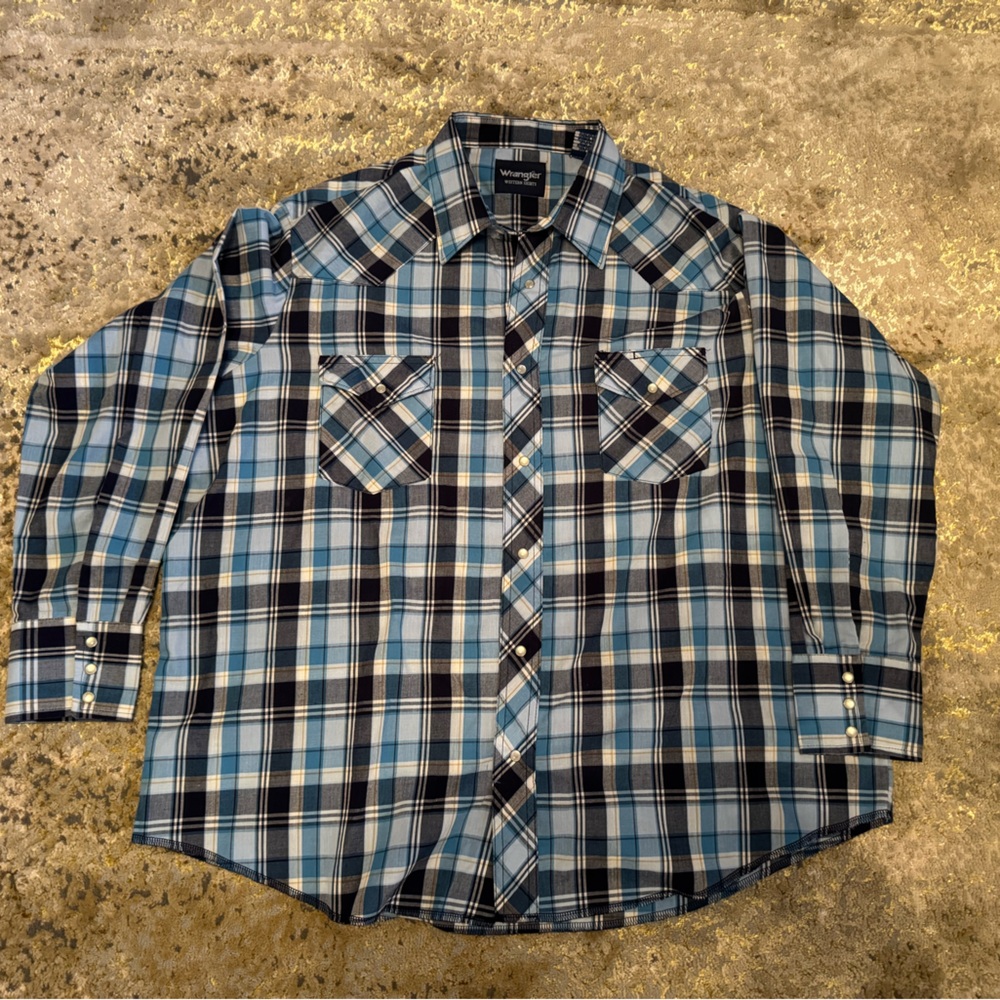 Wrangler Plaid Pearl Snap Men’s 1X Shirt